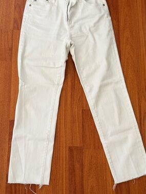 Ag Adriano Goldschmied Isabelle High Rise White Cropped Straight-Leg Jeans